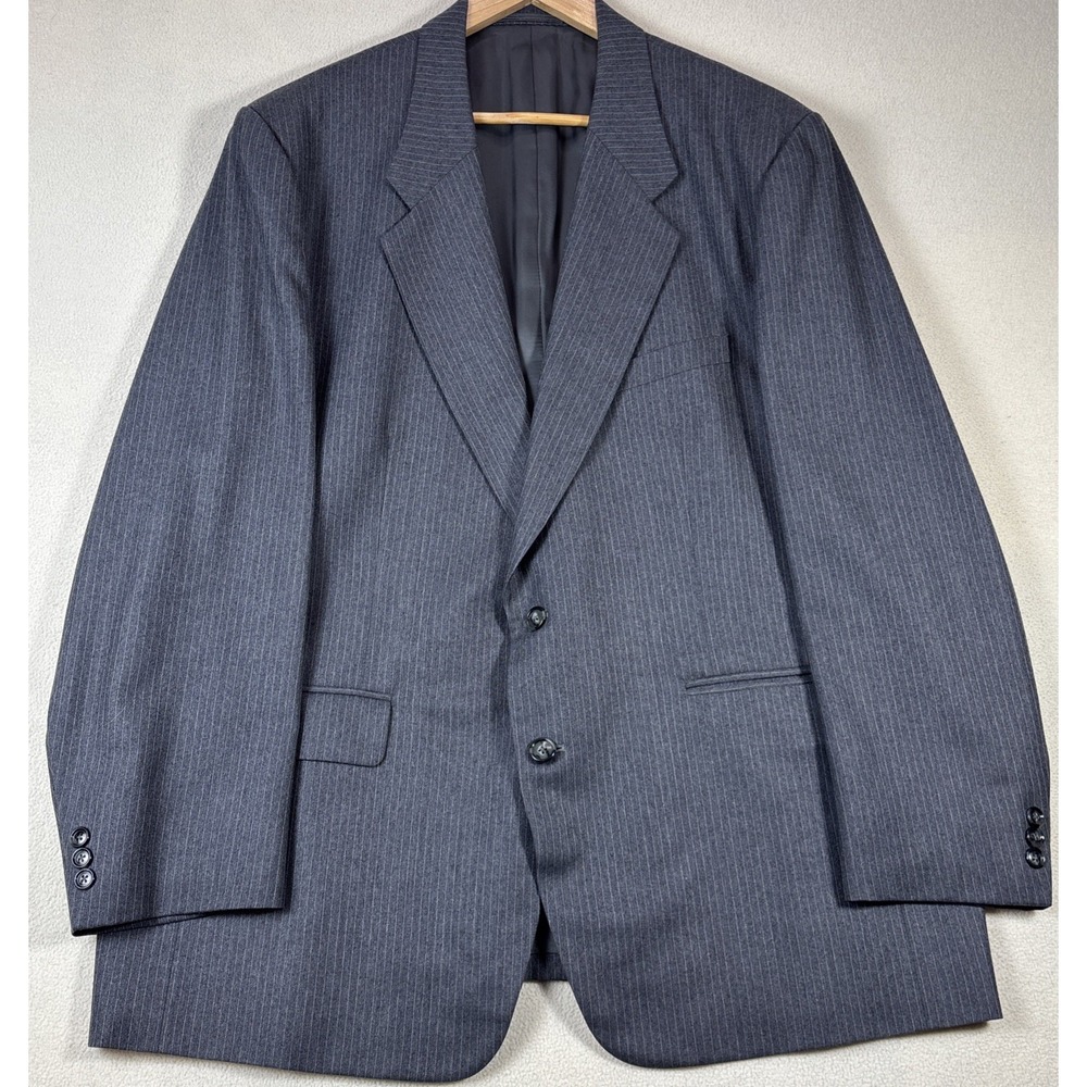 Modesto Custom Blazer Mens 46R Hand‎ Tailored Hong Kong Jacket Pin Stripe Gray